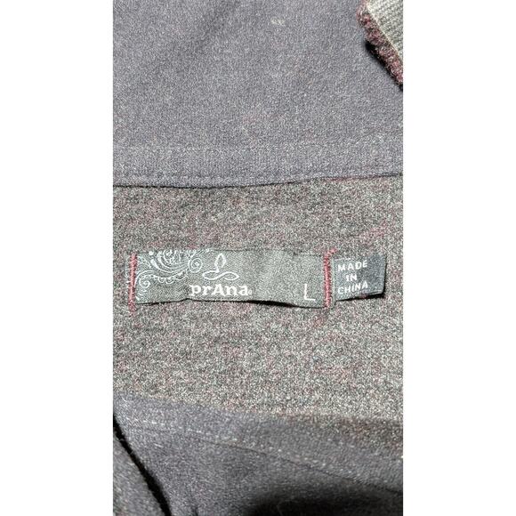 prAna Women’s Wool Blend Snap Neck Pullover Sweater L Burgundy Raglan Panels - Picture 6 of 11